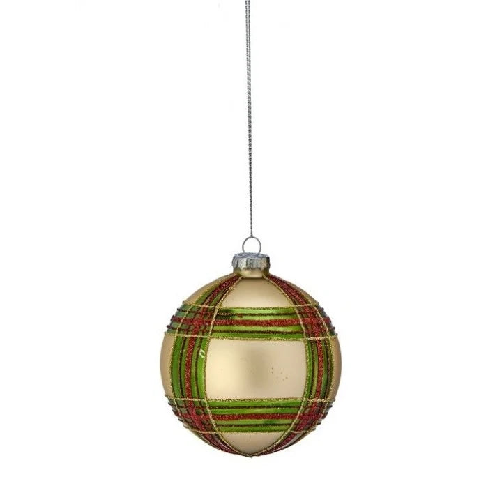 4-6" GLASS STRIPE BALL/FINIAL ORNAMENT