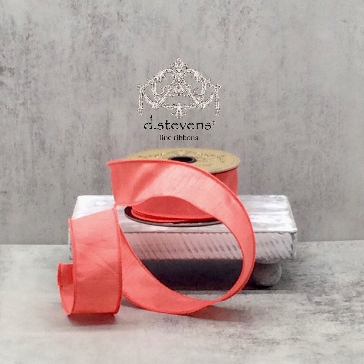 1.5" wide, faux dupion, coral