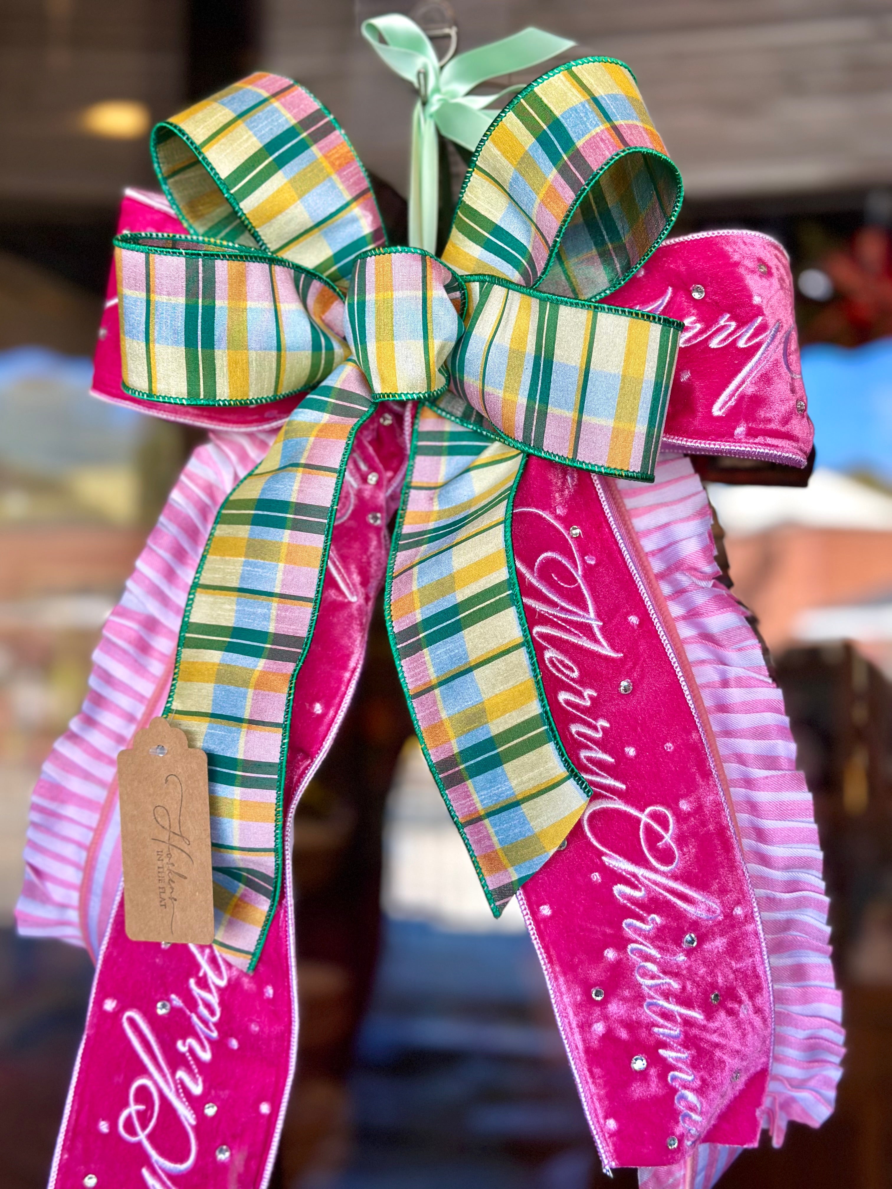 "Merry Christmas" and Pink Ruffles Bow