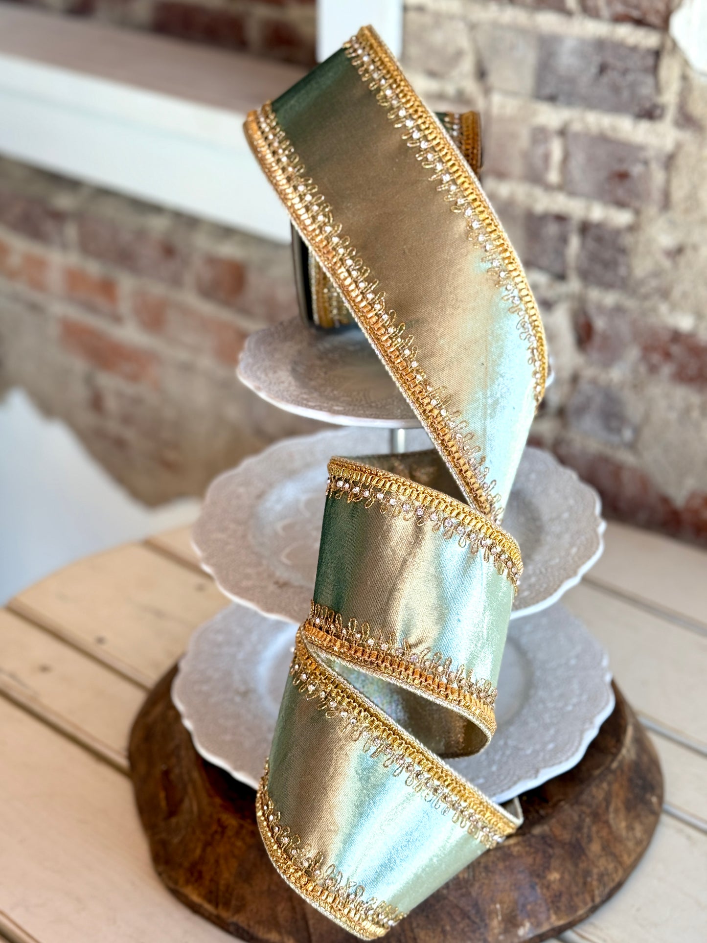 4” Celadon Tiffany Velvet Ribbon