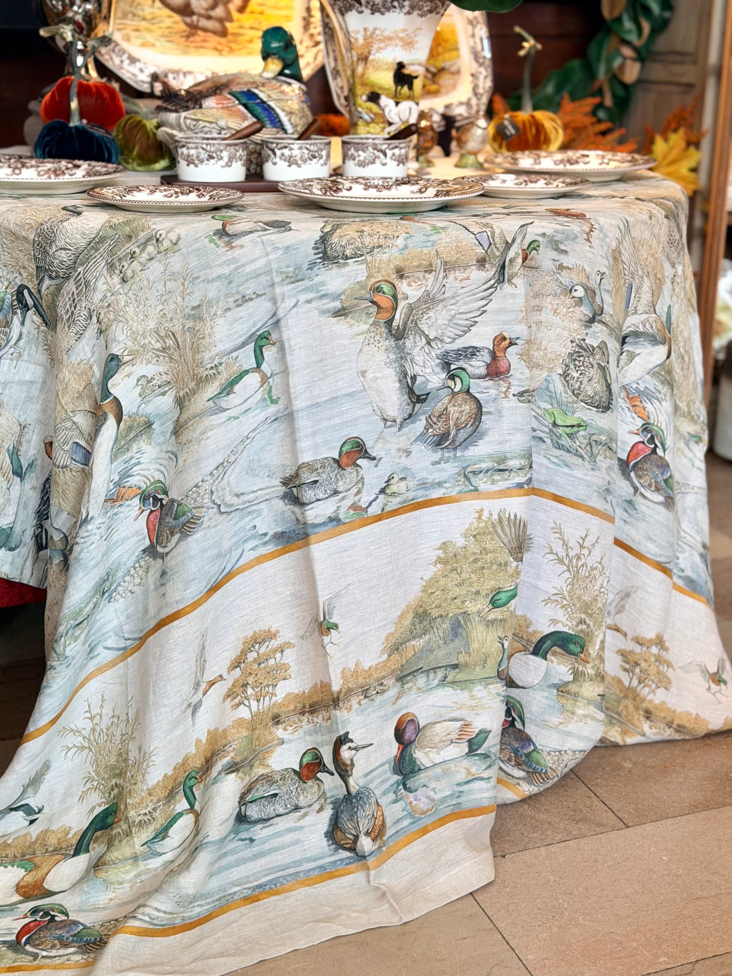 Italian Linen Mallard Design 110 x 70