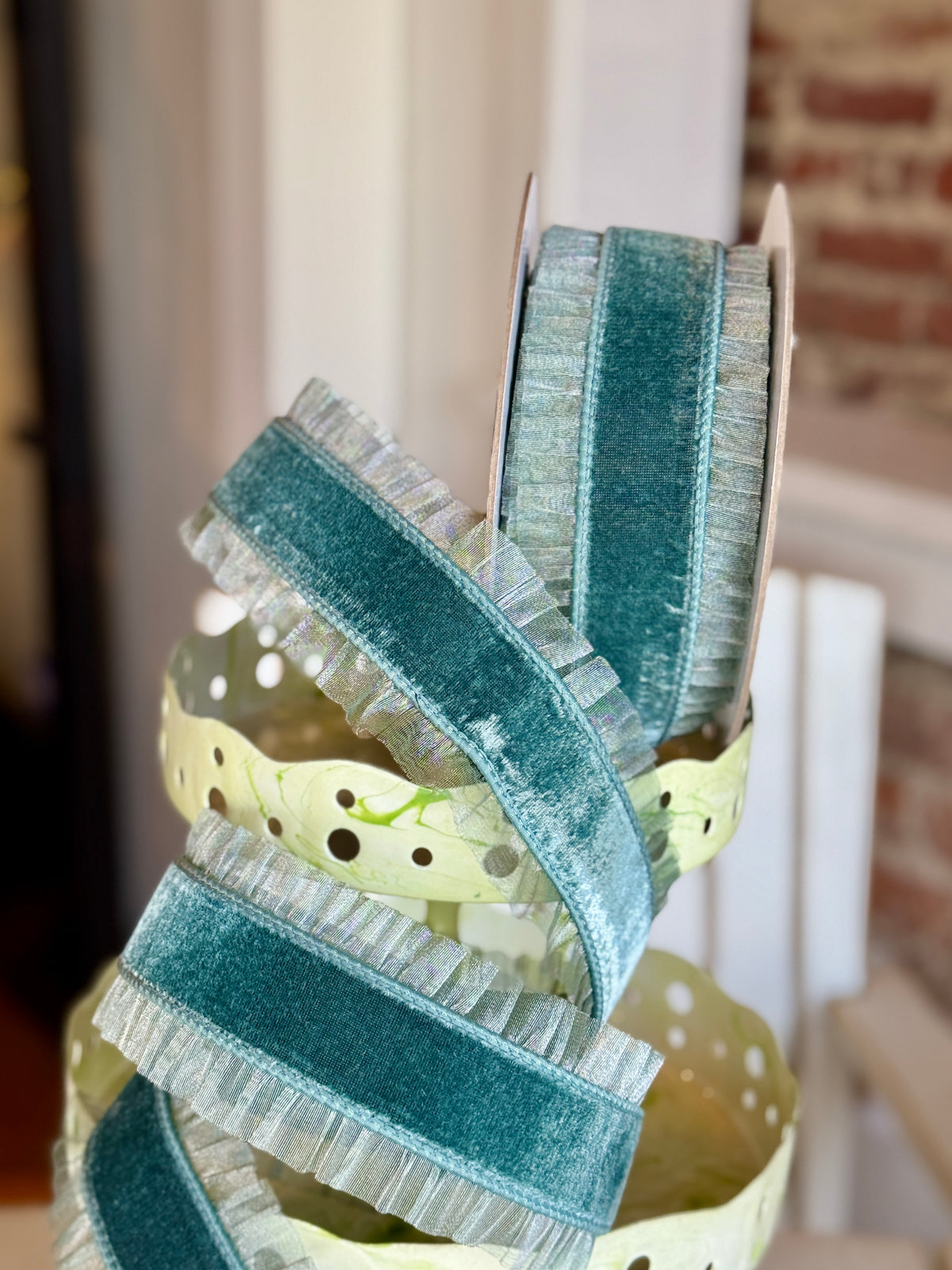 3” Sheer Ruffle - Celadon, SOLD BY THE YARD