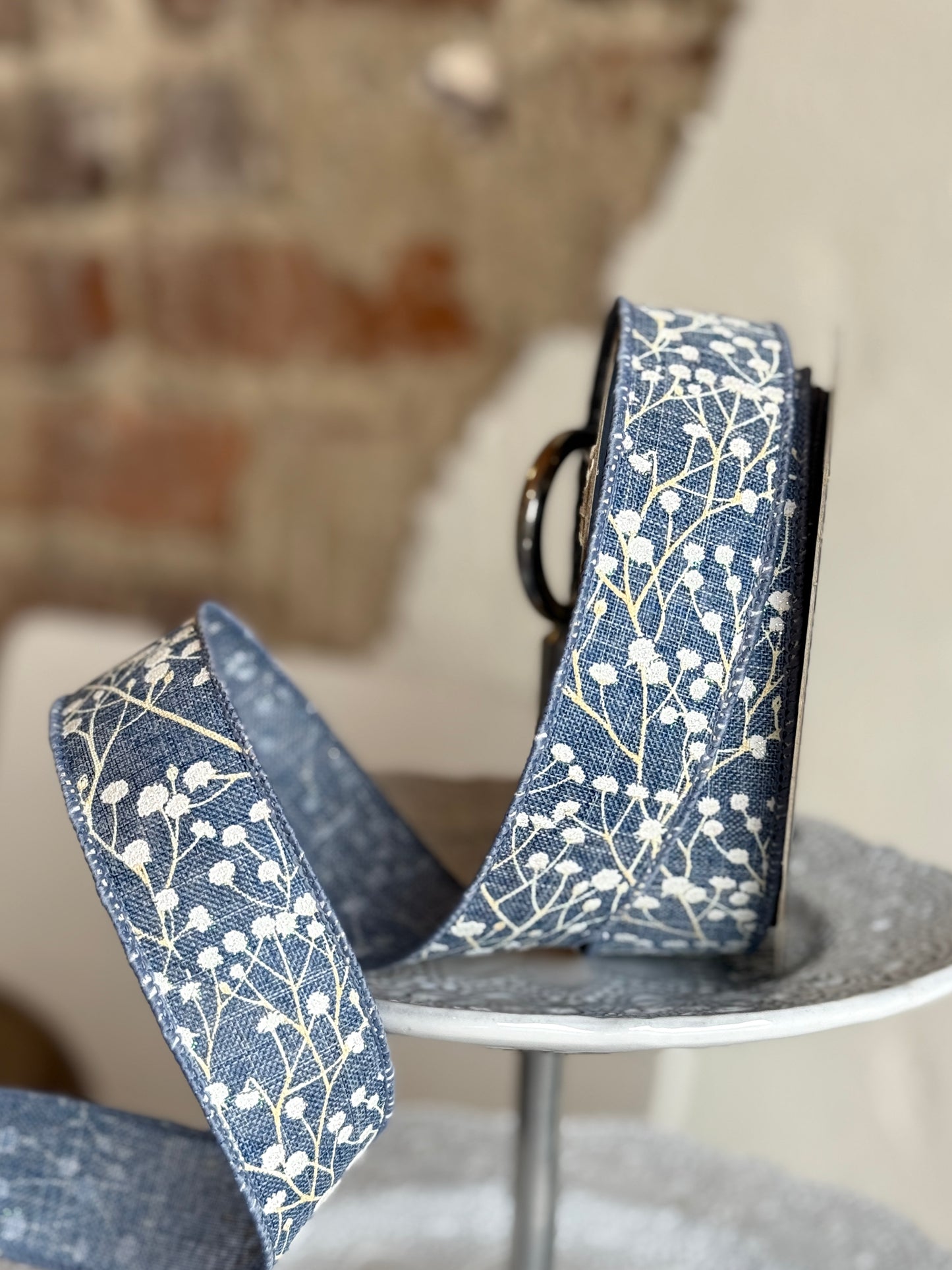 1.5” “Baby’s Breath” Ribbon, Steel Blue