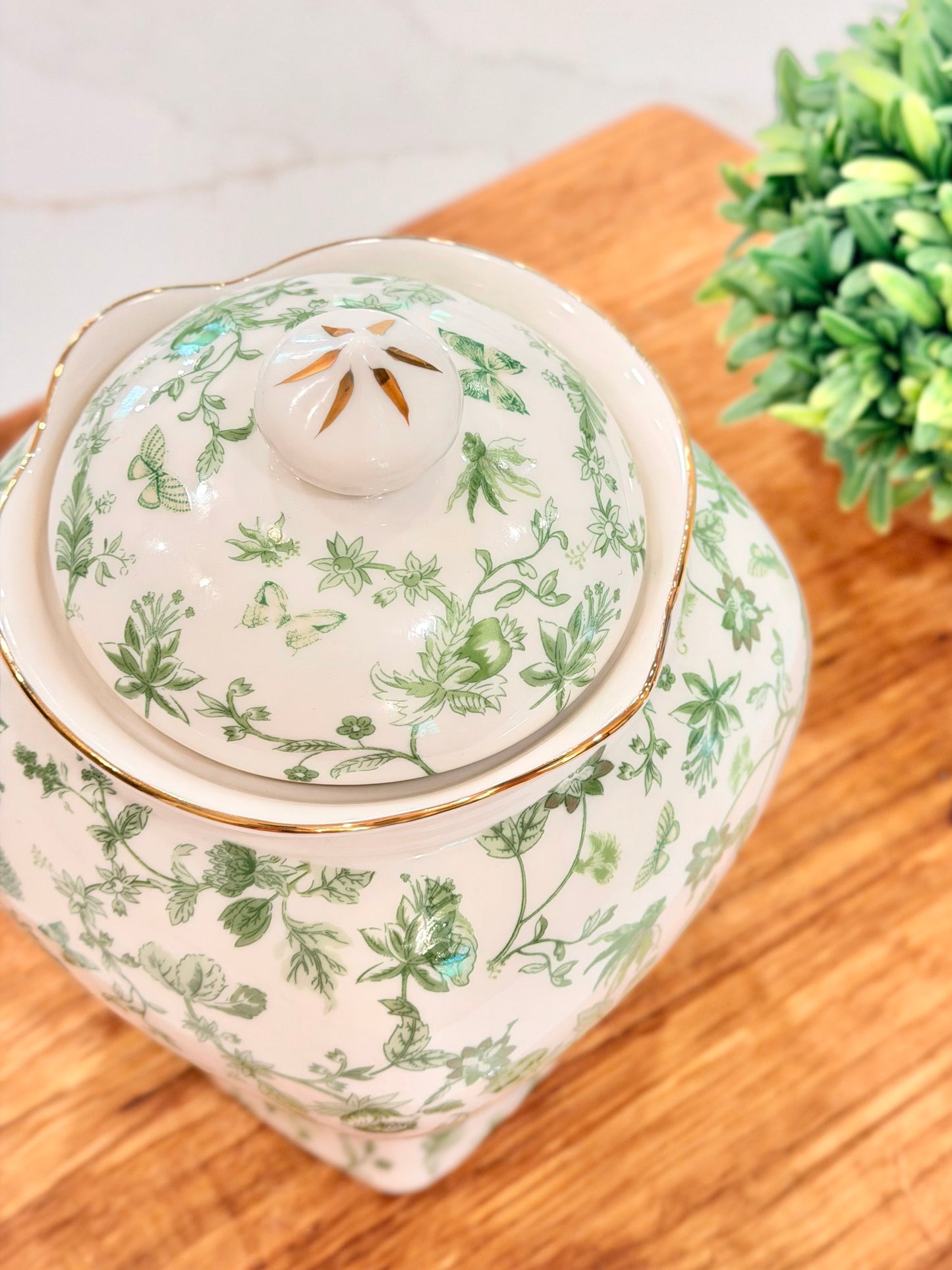 7.5” Green Garden Fine Porcelain Candle, Mango & Coconut Milk