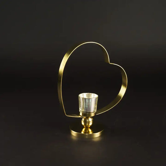 Gold Hear Pillar Holder, Medium
