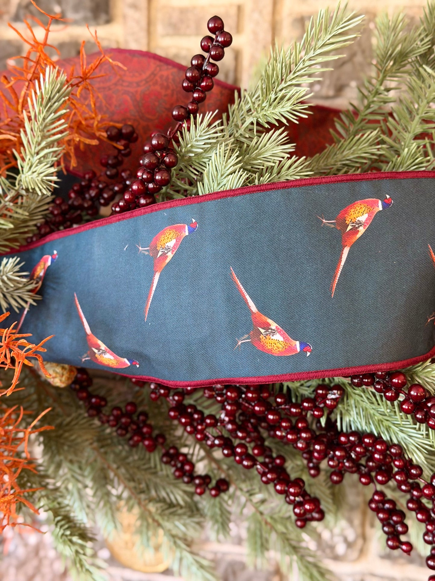 Pheasants & Classic Paisley Ribbon or Bow