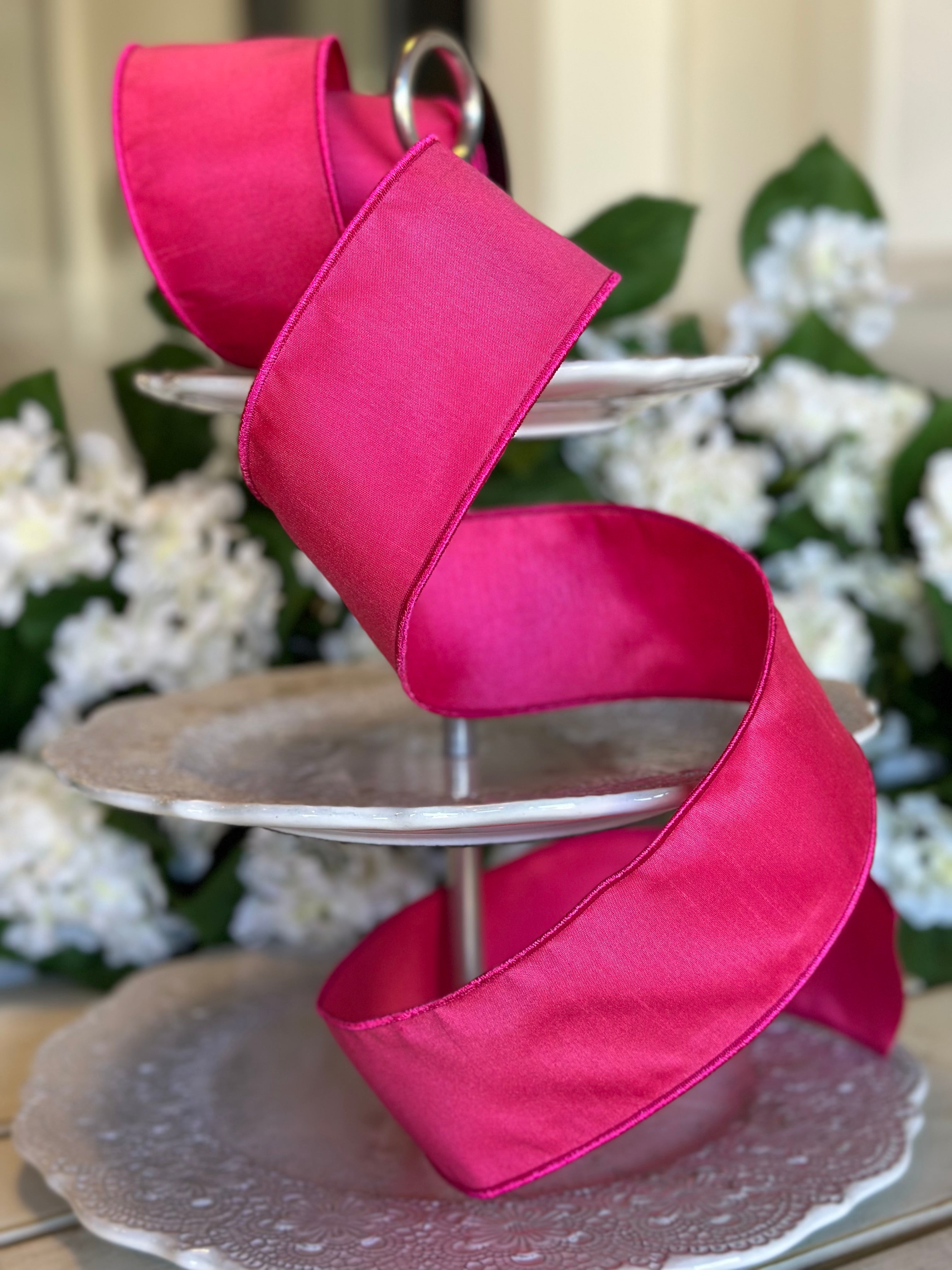 2.5" Wide, faux dream dupion, rose pink