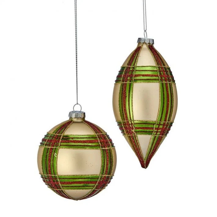 4-6" GLASS STRIPE BALL/FINIAL ORNAMENT