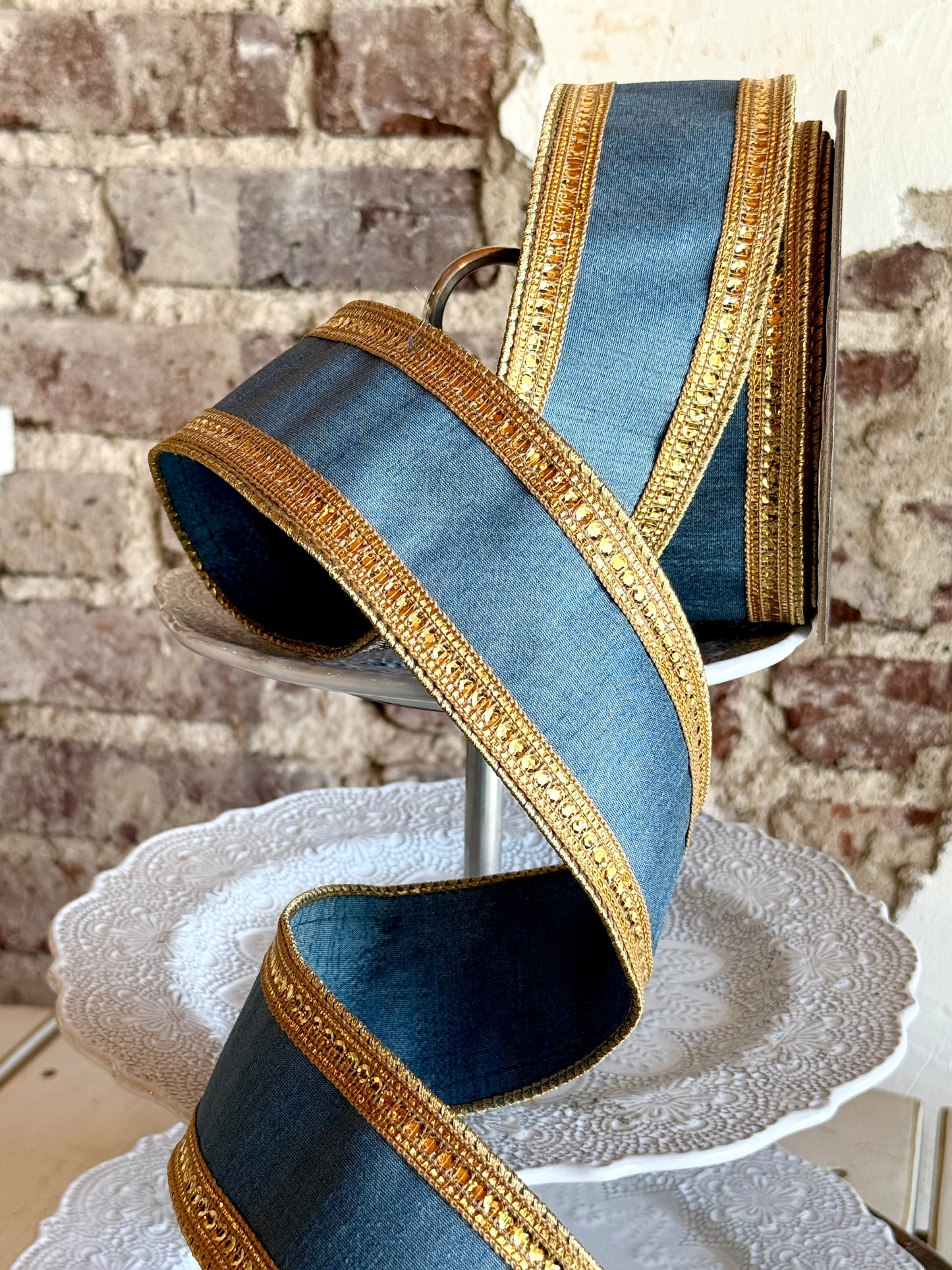 2.5” Steel Blue Twinkle Borders Ribbon
