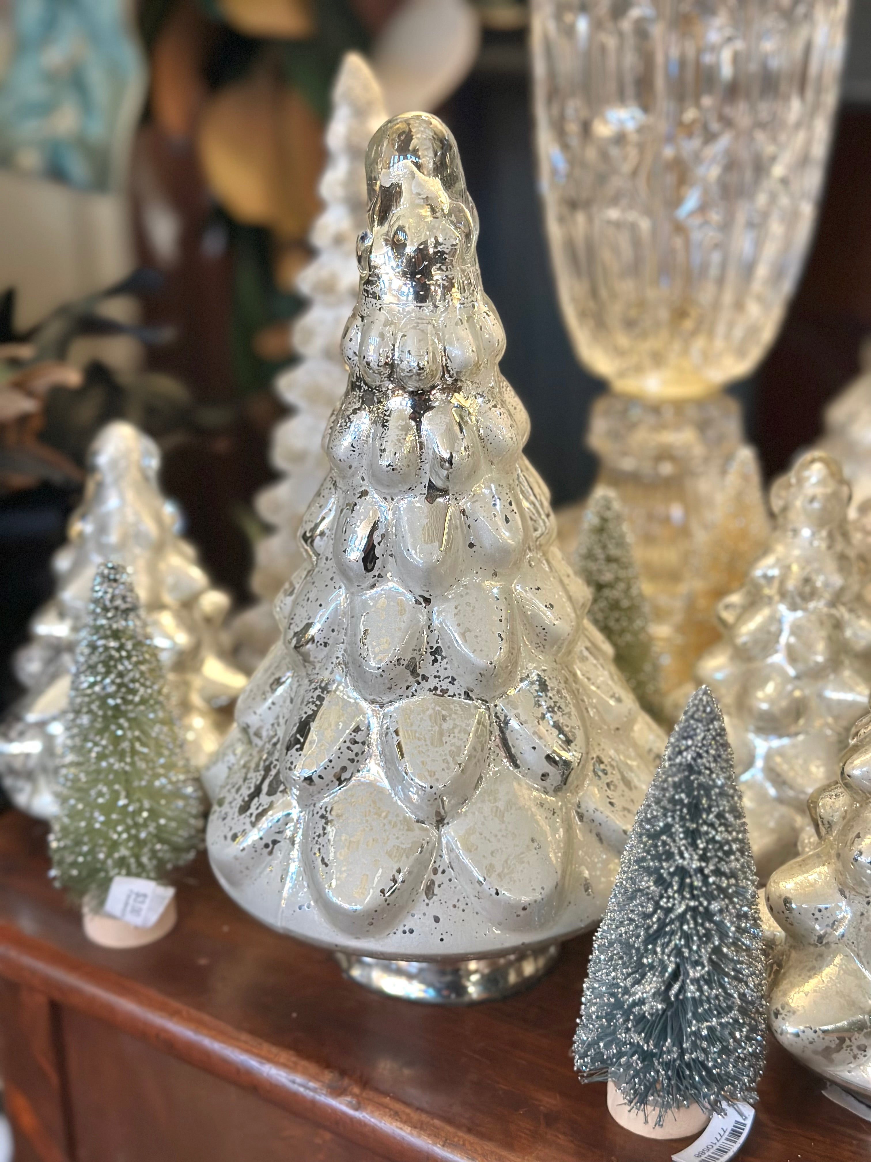 10" Silver Glass Tree
