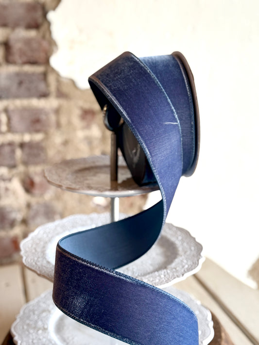 2.5" Steel Blue Velvet - Sold by the yard