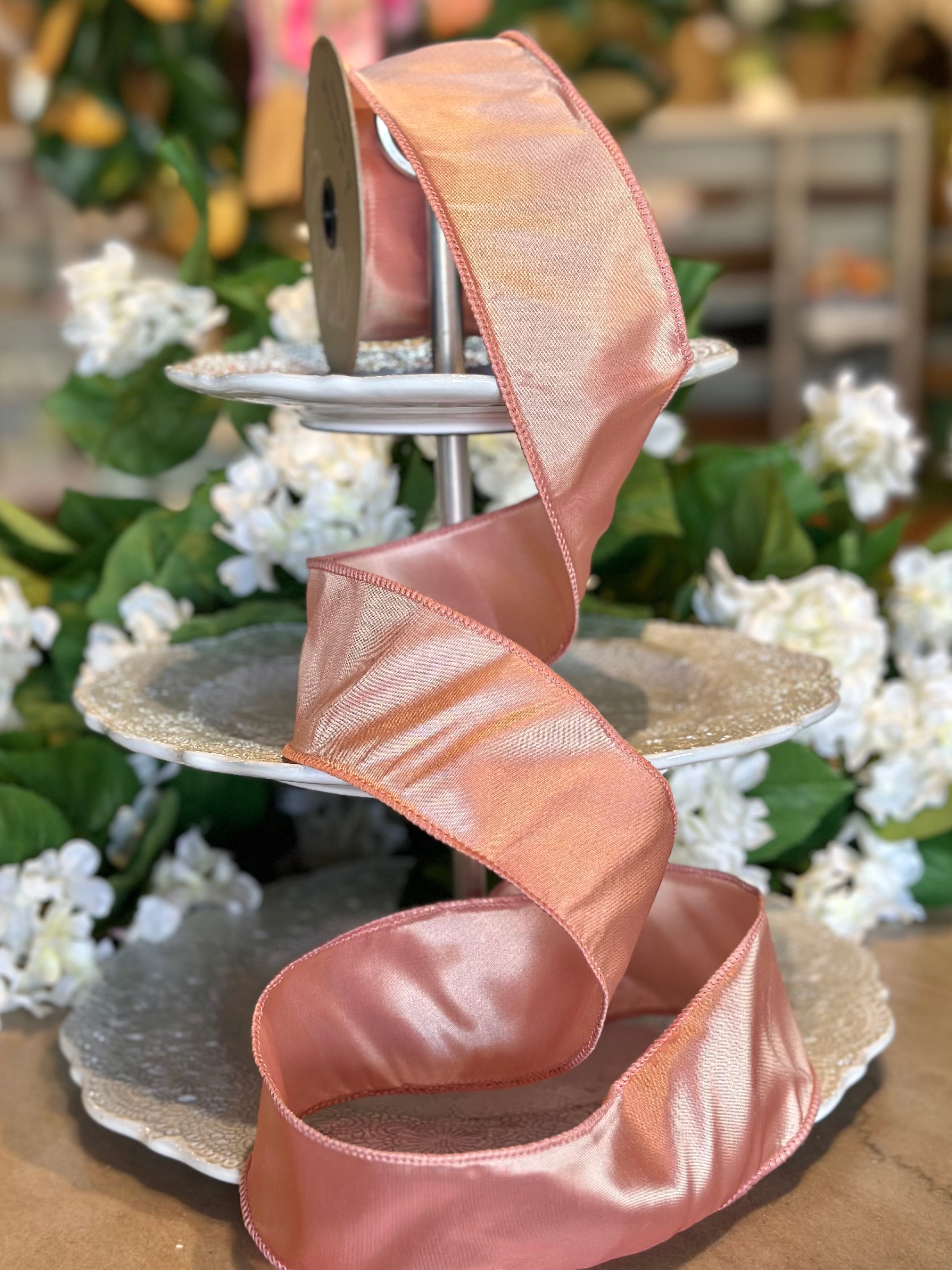 2.5” wide, simply taffeta, blush