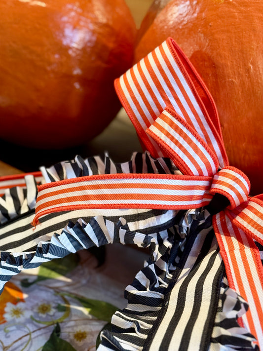 Go Team! Bow - Orange & Black (Ruffle)