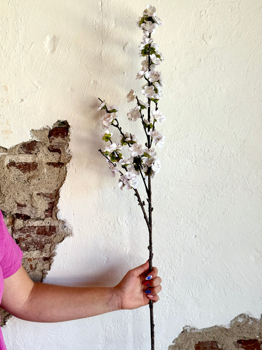36" WHITE VELVET CHERRY BLOSSOM SPRAY