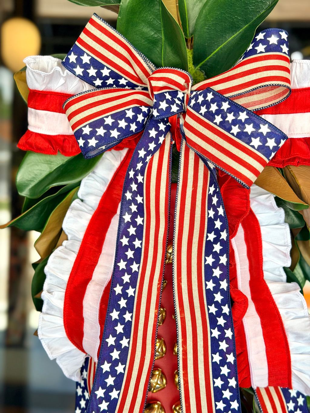 Star-Spangled Magnolia Swag with Bell Strap