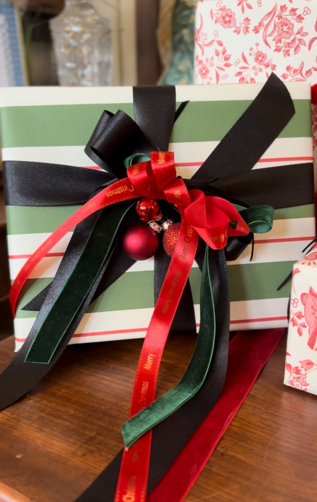 Box of Mixed Red Ornaments