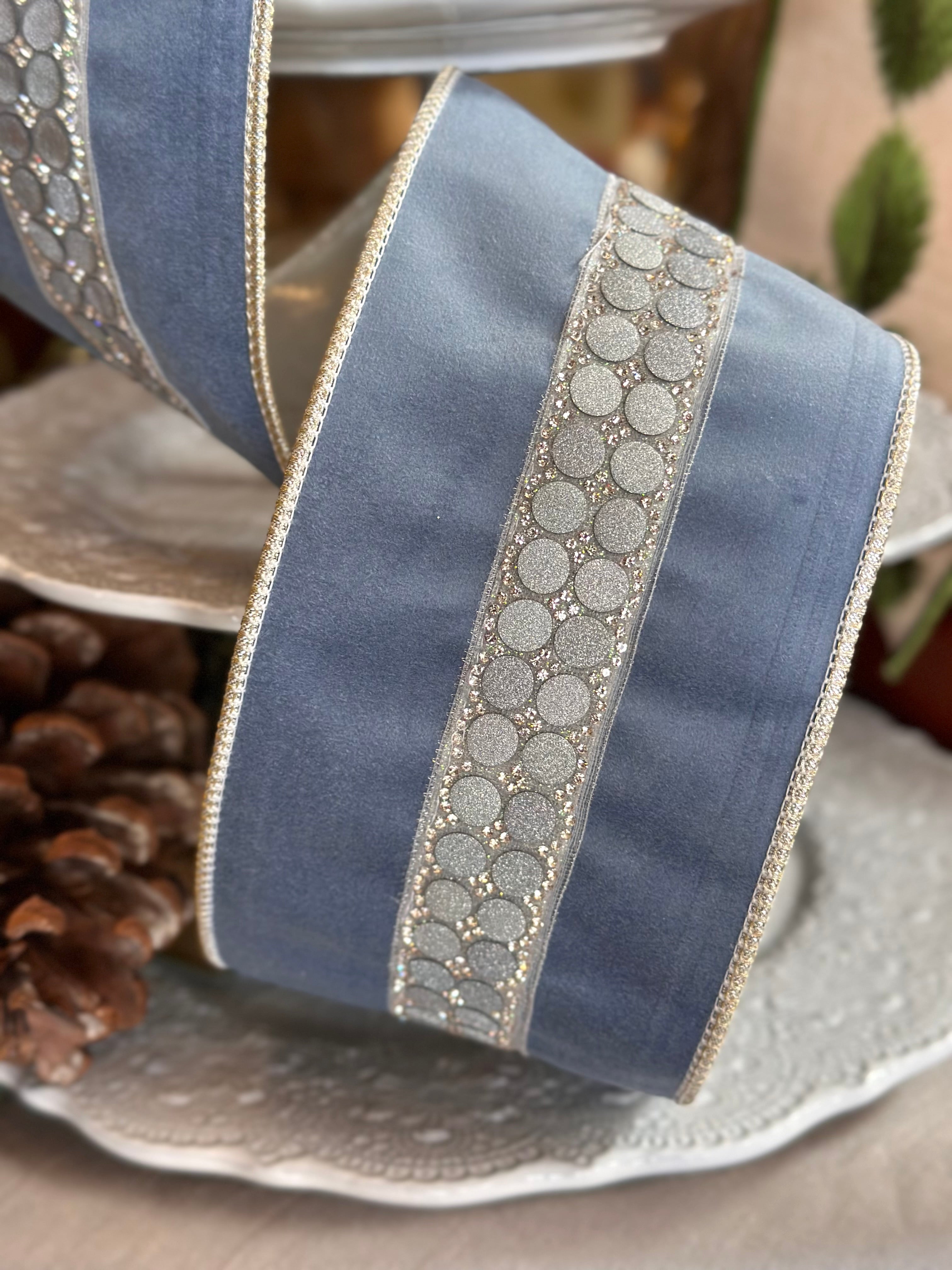 4"x5Y Jeweled Bubble w/Velvet Ribbon