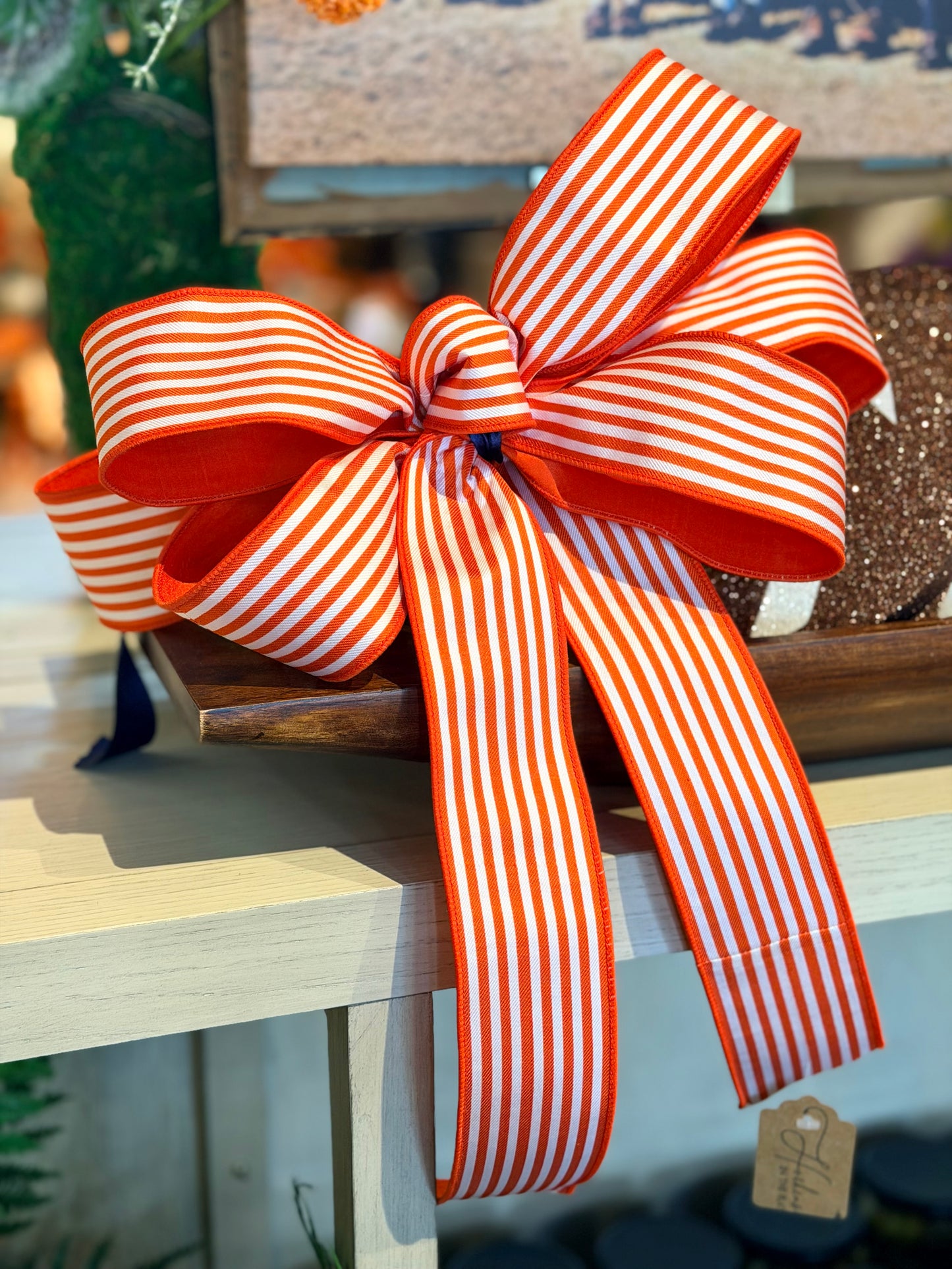 Go Team Bow (2.5” Orange & White Stripe)