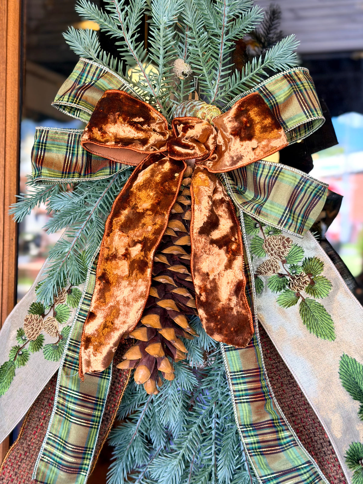Wild Forest Spruce Sugarcone Swag & Bow