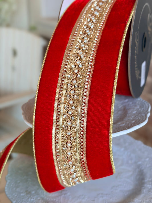 4" Maison Ruban Red Ribbon - Sold by the yard