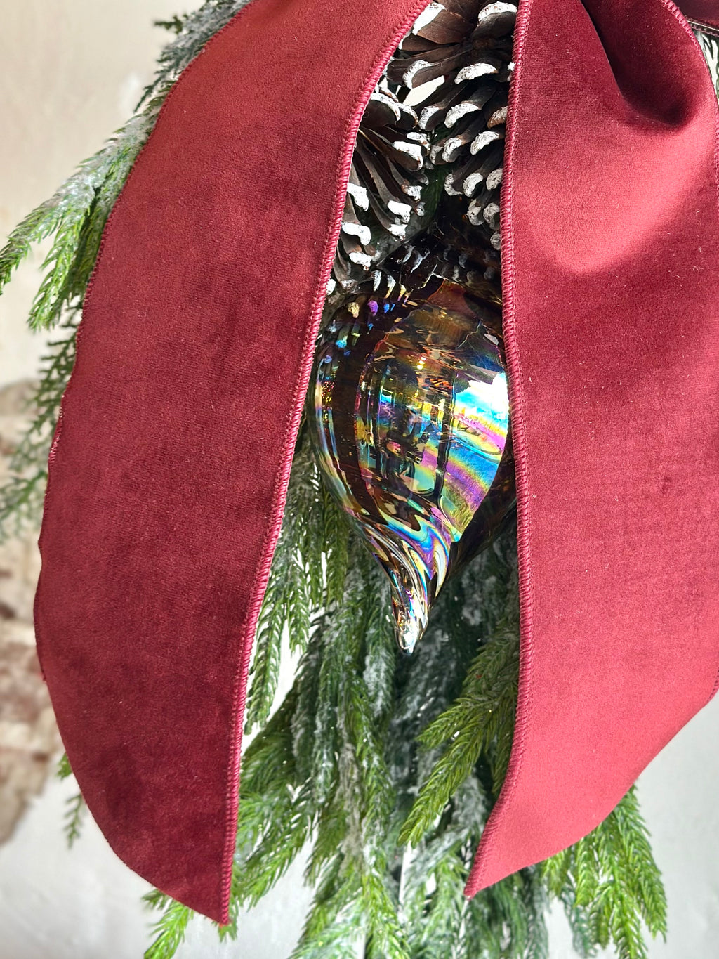 Frosted Pinecone and Blown Ornament Swag