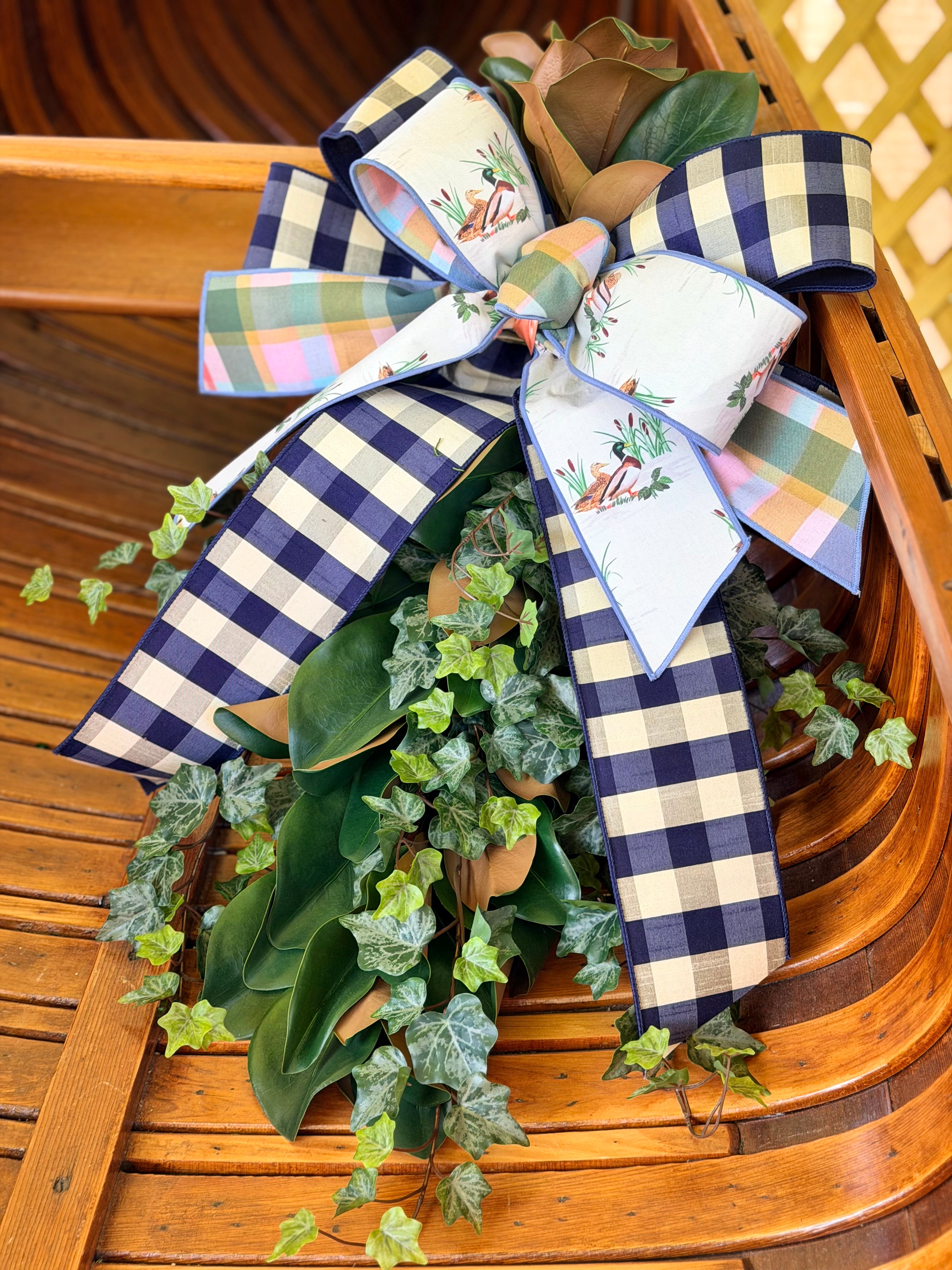 Magnolia & Ivy Drop with Cattail Creek Bow