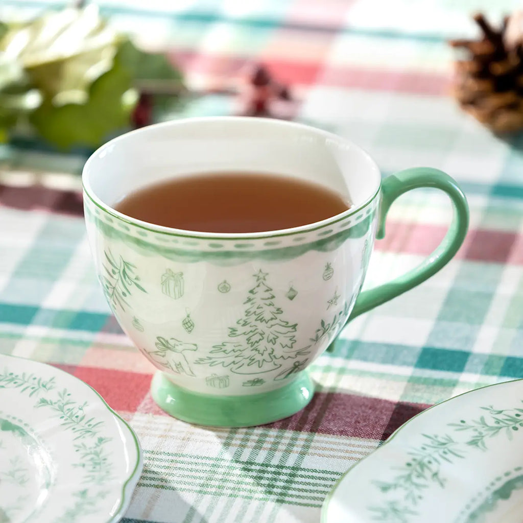 Festive Pup and Tree 13oz Fine Porcelain Latte Mug