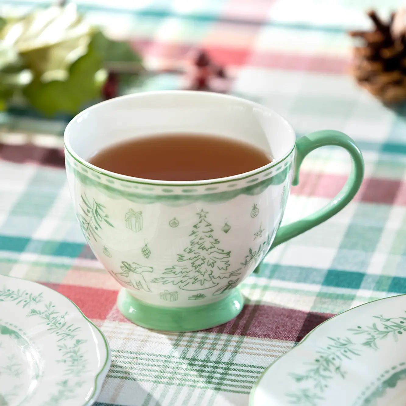 Festive Pup and Tree 13oz Fine Porcelain Latte Mug