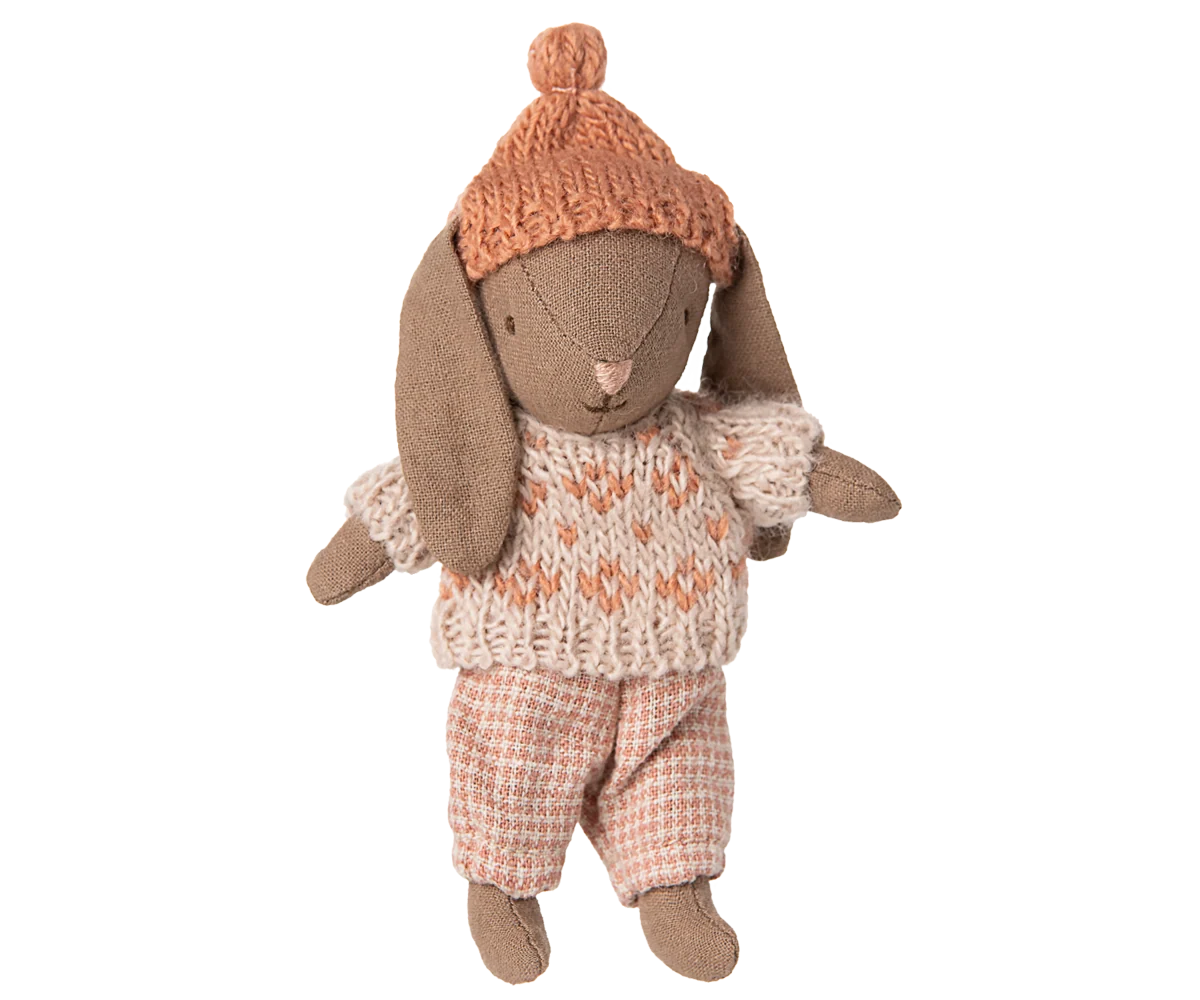 Maileg - Winter Bunny, Micro - Brown - Rose