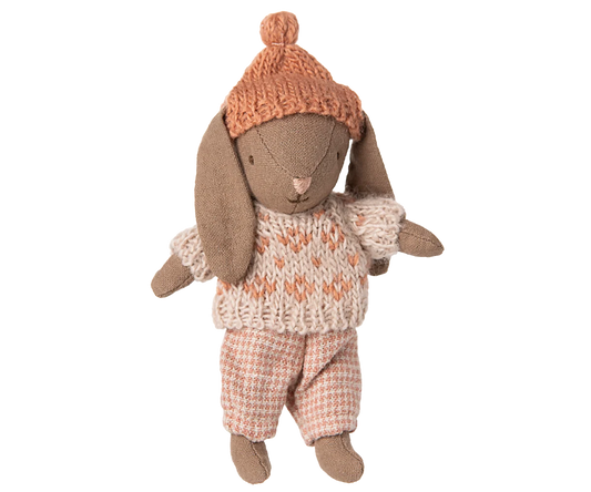 Maileg - Winter Bunny, Micro - Brown - Rose