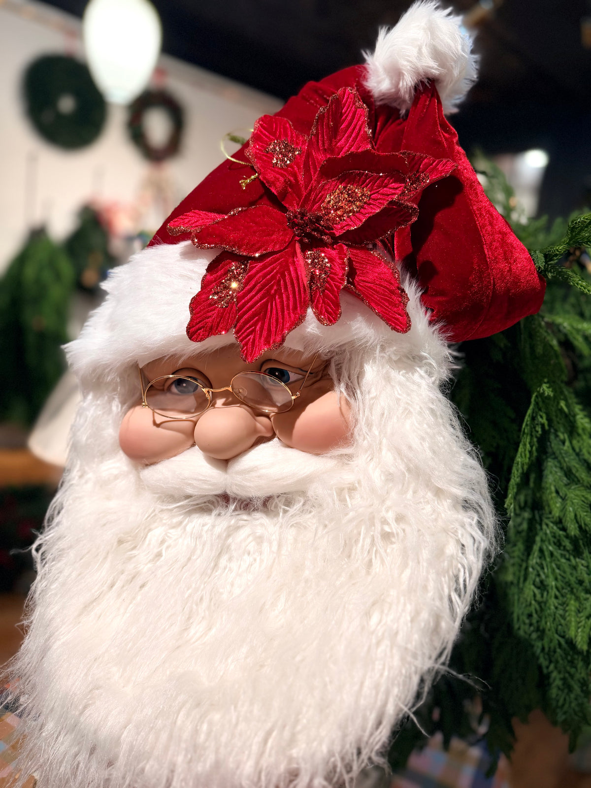 26" VELVET SANTA BUST WALL HANGING