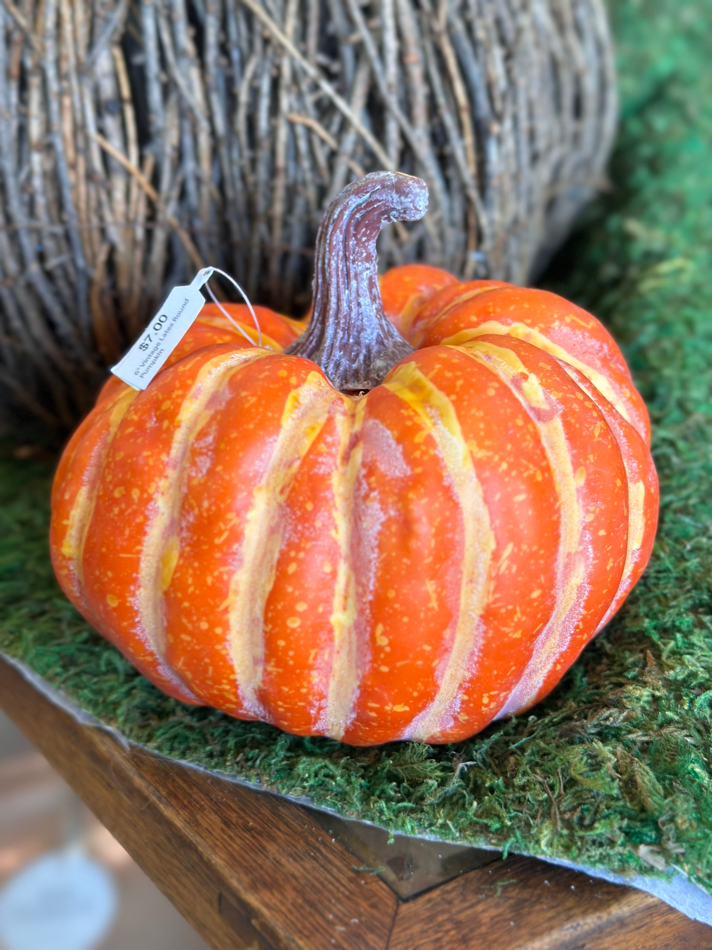 6" Vintage Latex Round Pumpkin