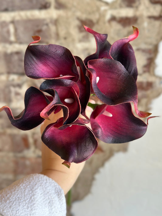 Real Touch Mini Calla Lily Bundle- Eggplant