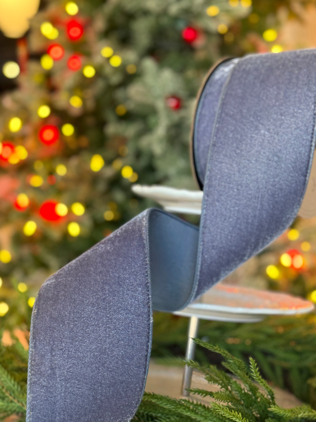 4" Lush Velvet Dusty Blue Dupion Back, Dusty Blue