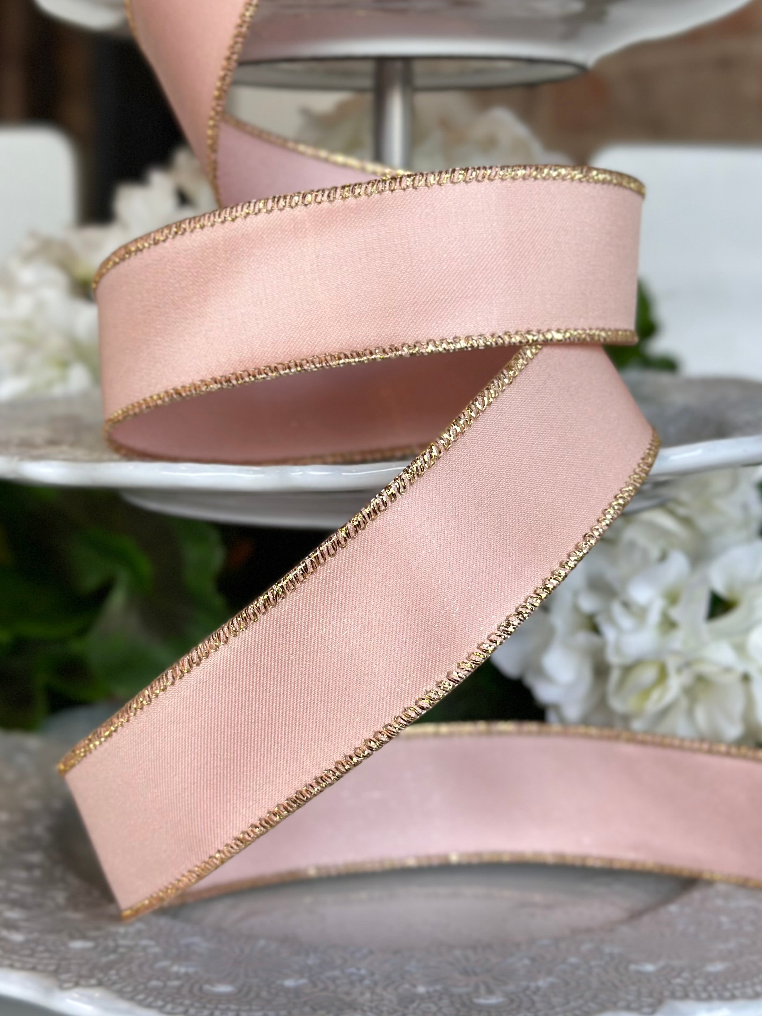 1.5" Wide, satin double sided, light coral