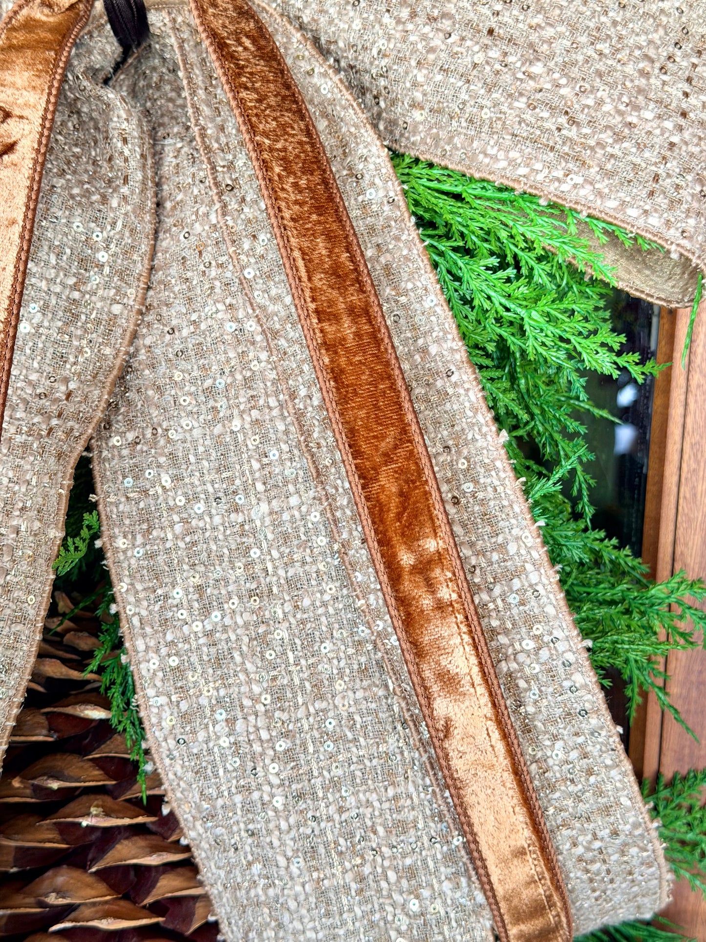Cappuccino Winter Tweed Bow