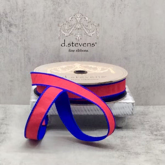 1" Double Sided Dupion, red royal blue