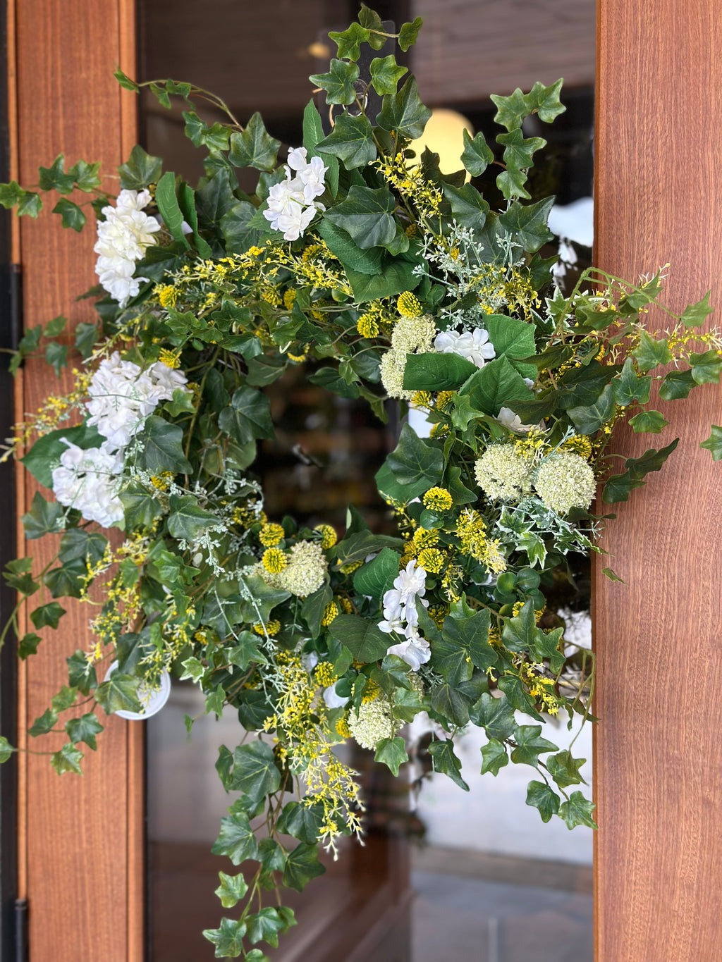 Geranium & Yellow Wildflower Wreath
