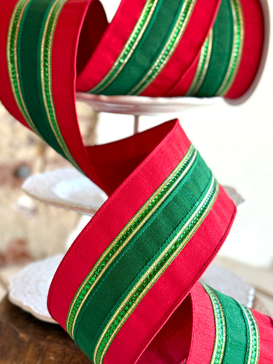 4” Red and Gold Twinkle Borders Ribbon