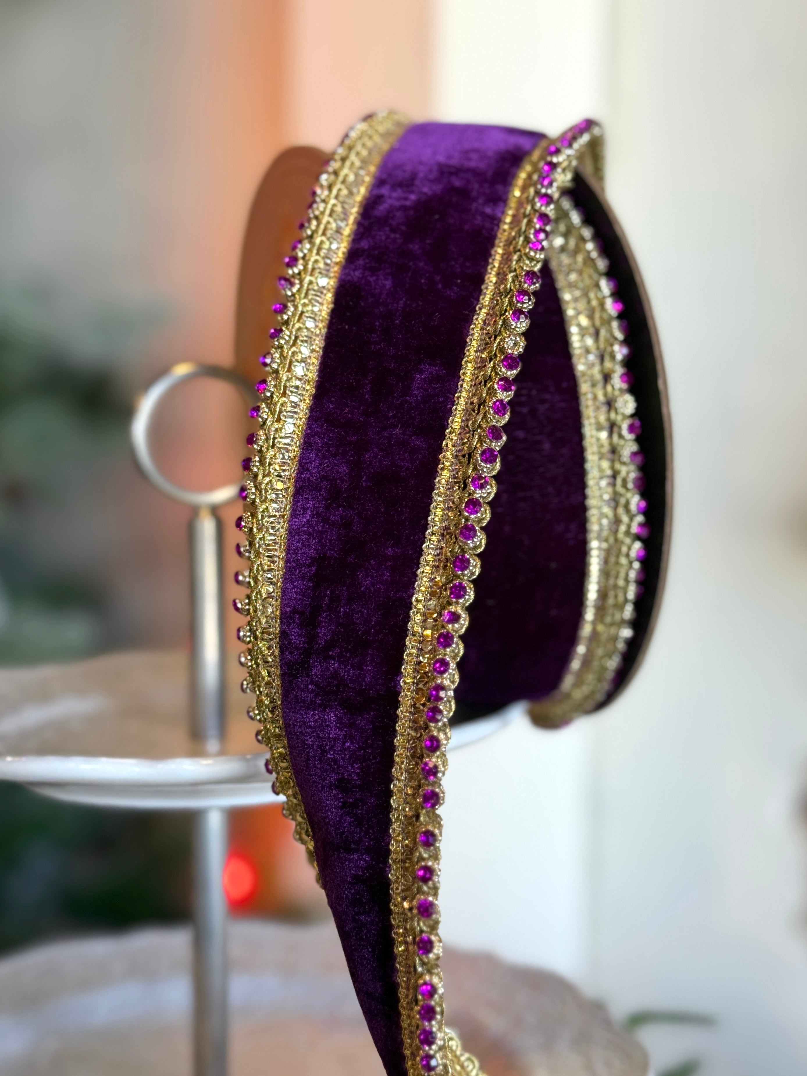 2.5" Velvet Petite Purple Jewel Edge, Purple