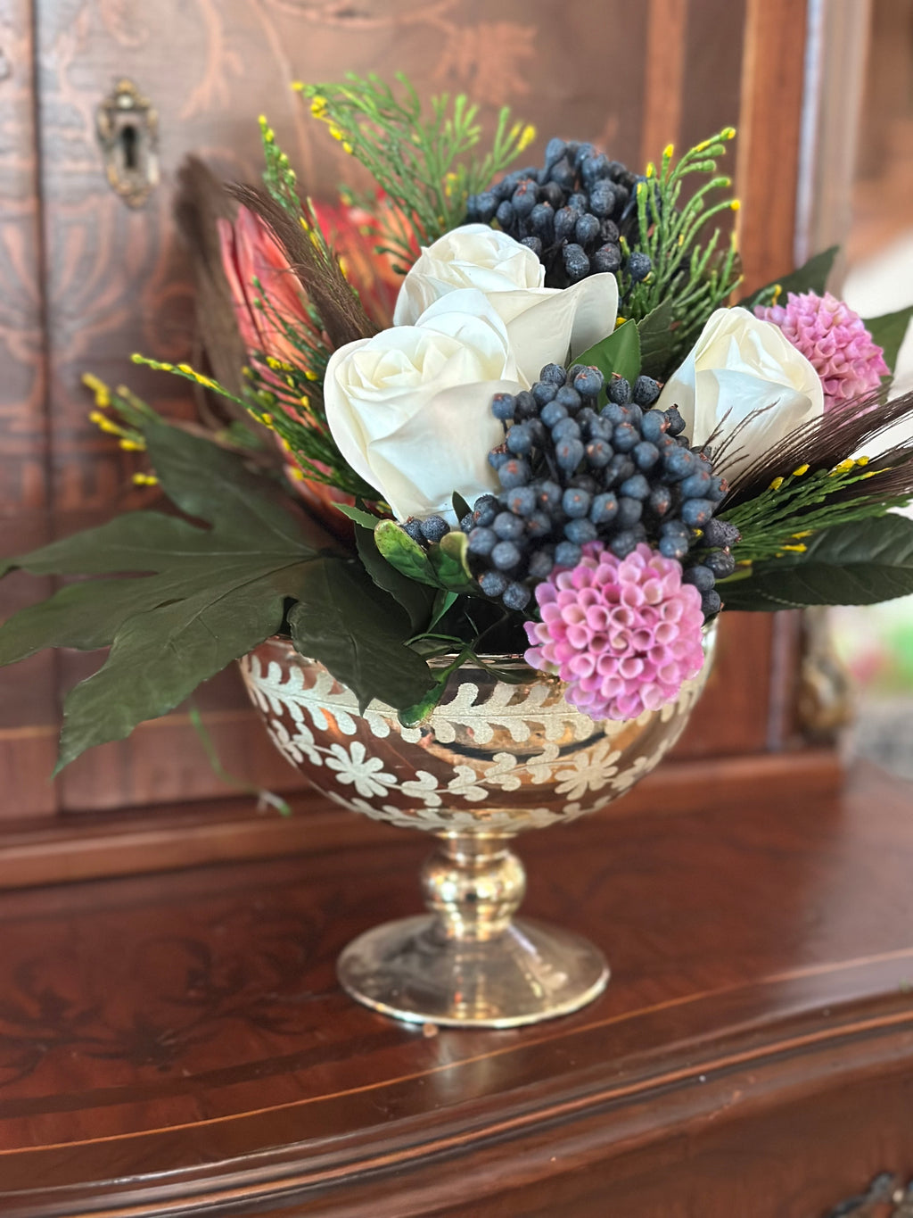 White Rose and Orange Repen Arrangement