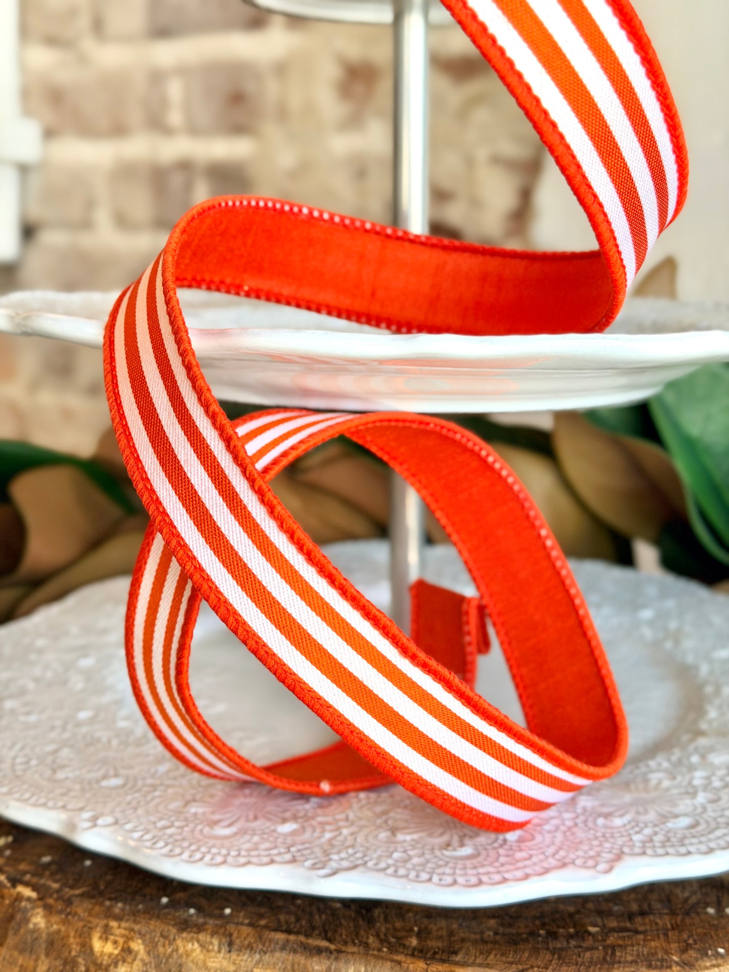 1" Newport Stripes Ribbon - Orange