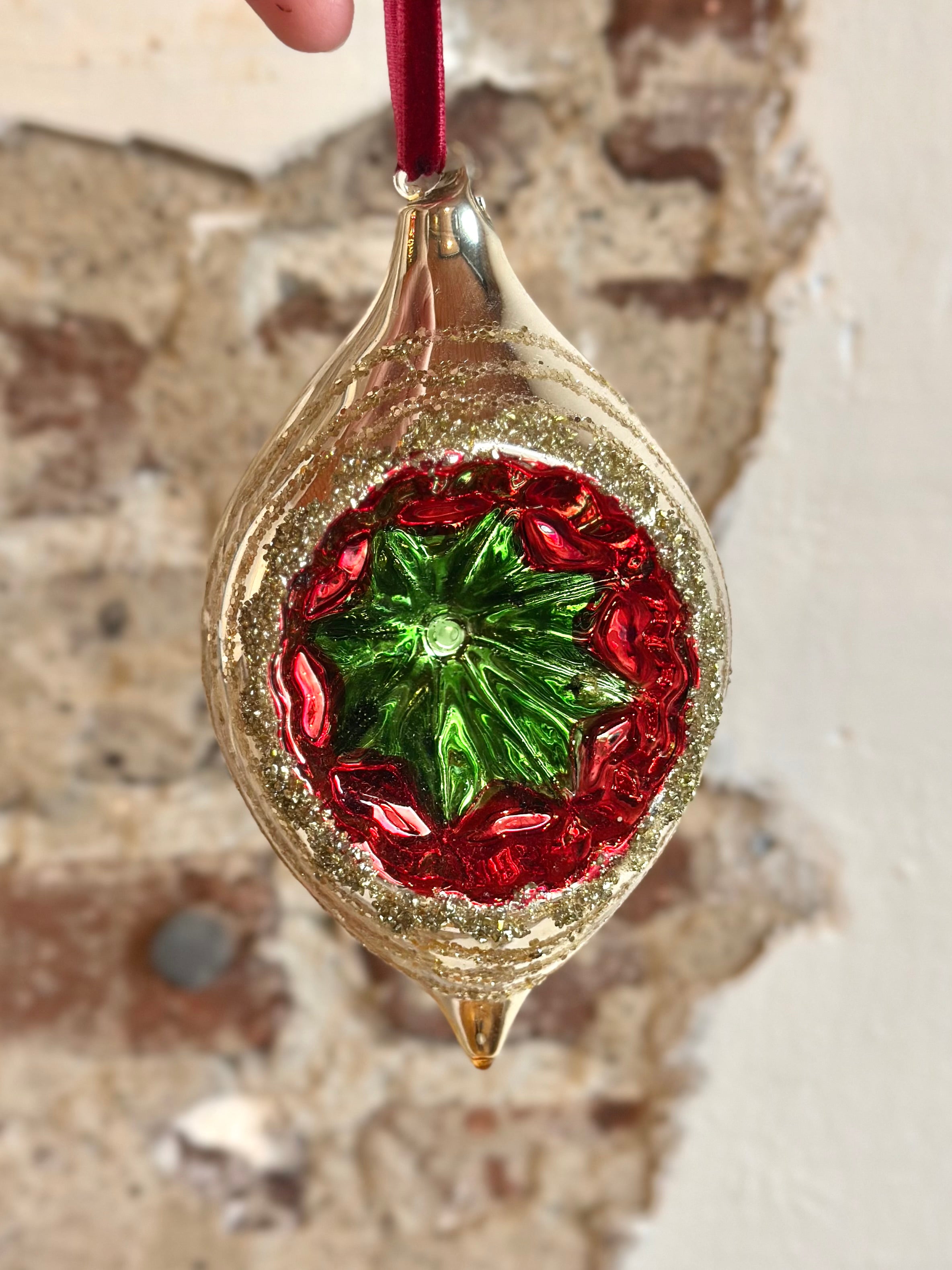 5.5" Gold Embossed Glass Drop