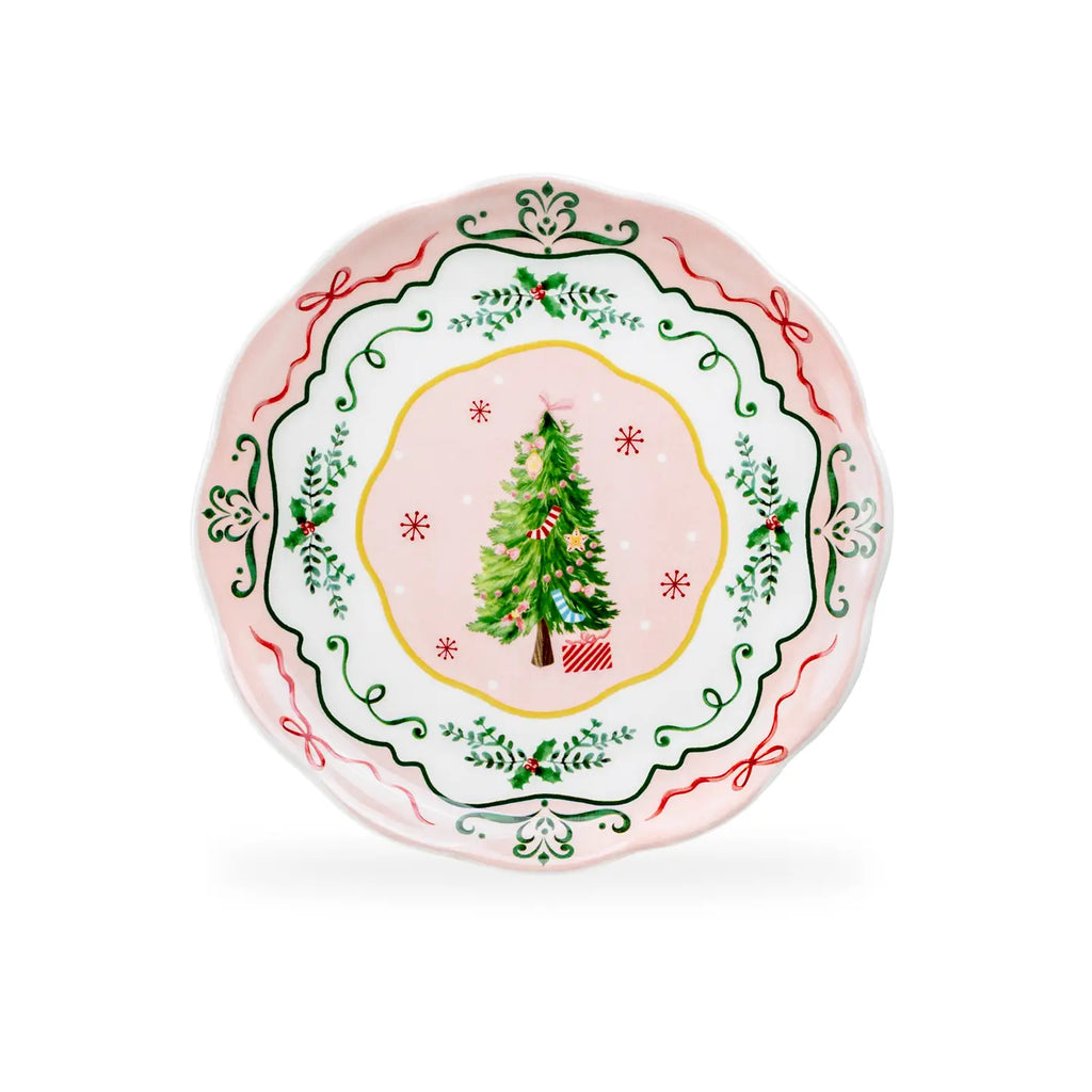 Christmas Tree Pink 8.75" Dessert Salad Plate