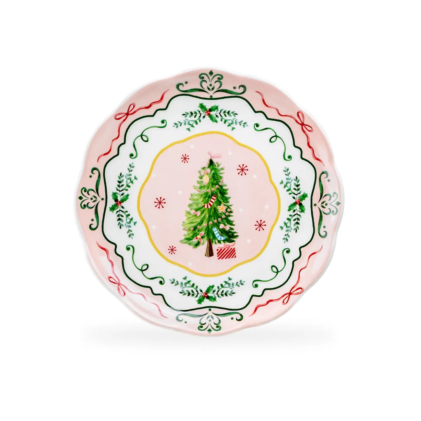 Christmas Tree Pink 8.75" Dessert Salad Plate
