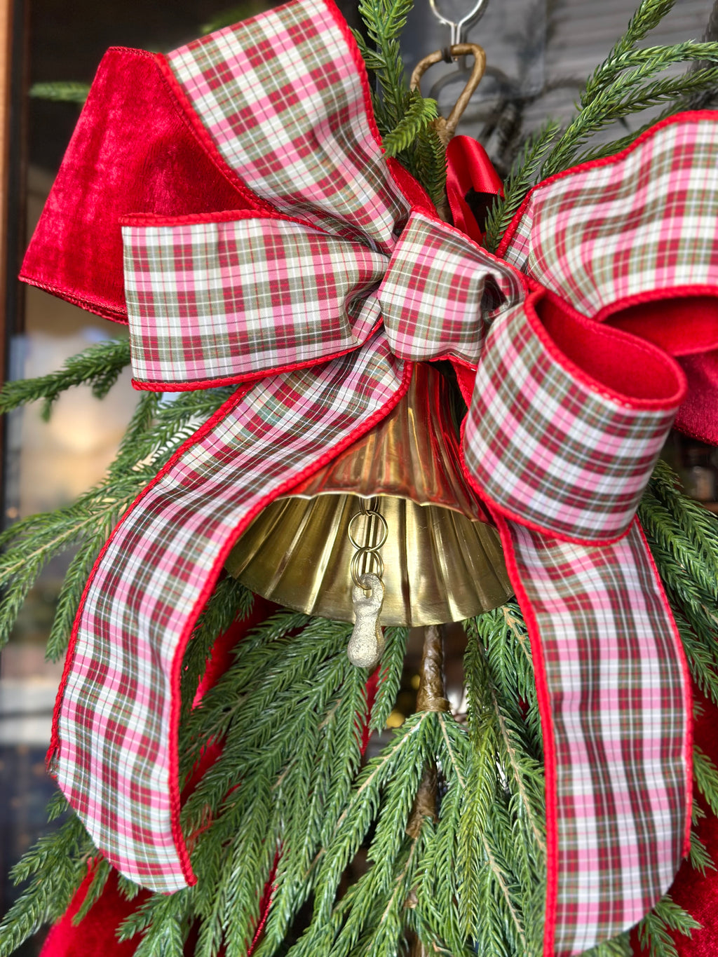 Vintage Red Plaid with Bell Swag