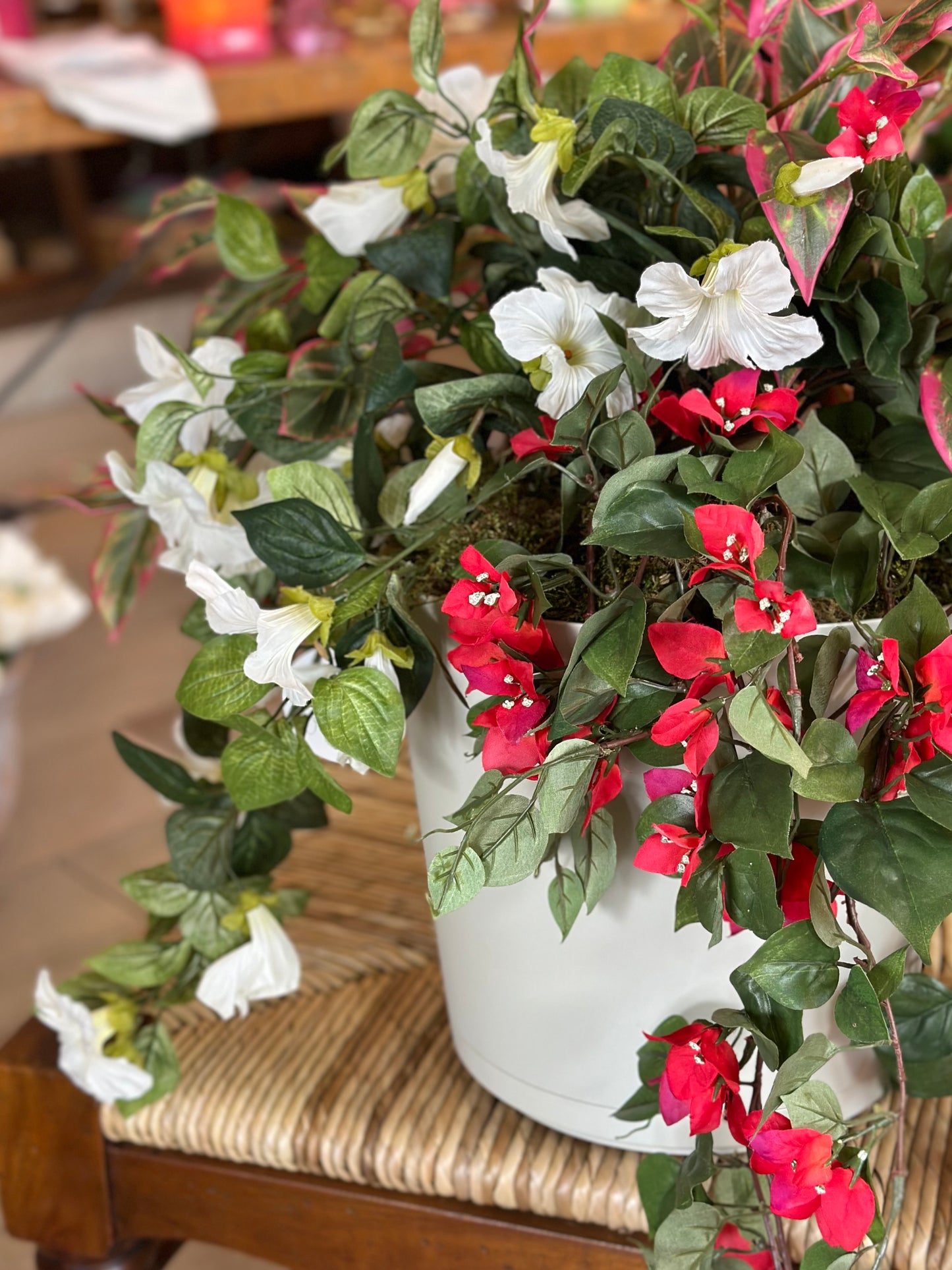 White Petunia with Shades of Dark Pink Pot Filler