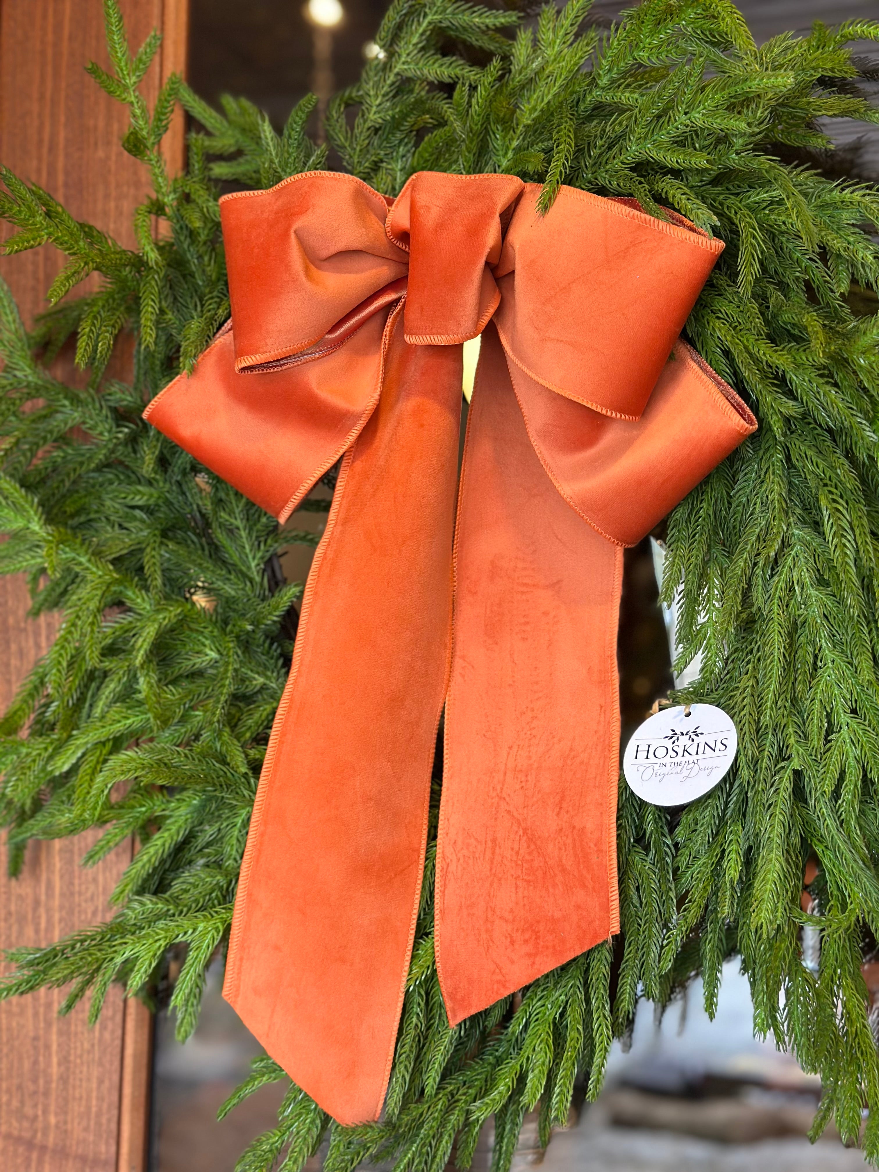 Norfolk Pine Wreath with Sienna Velvet Bow