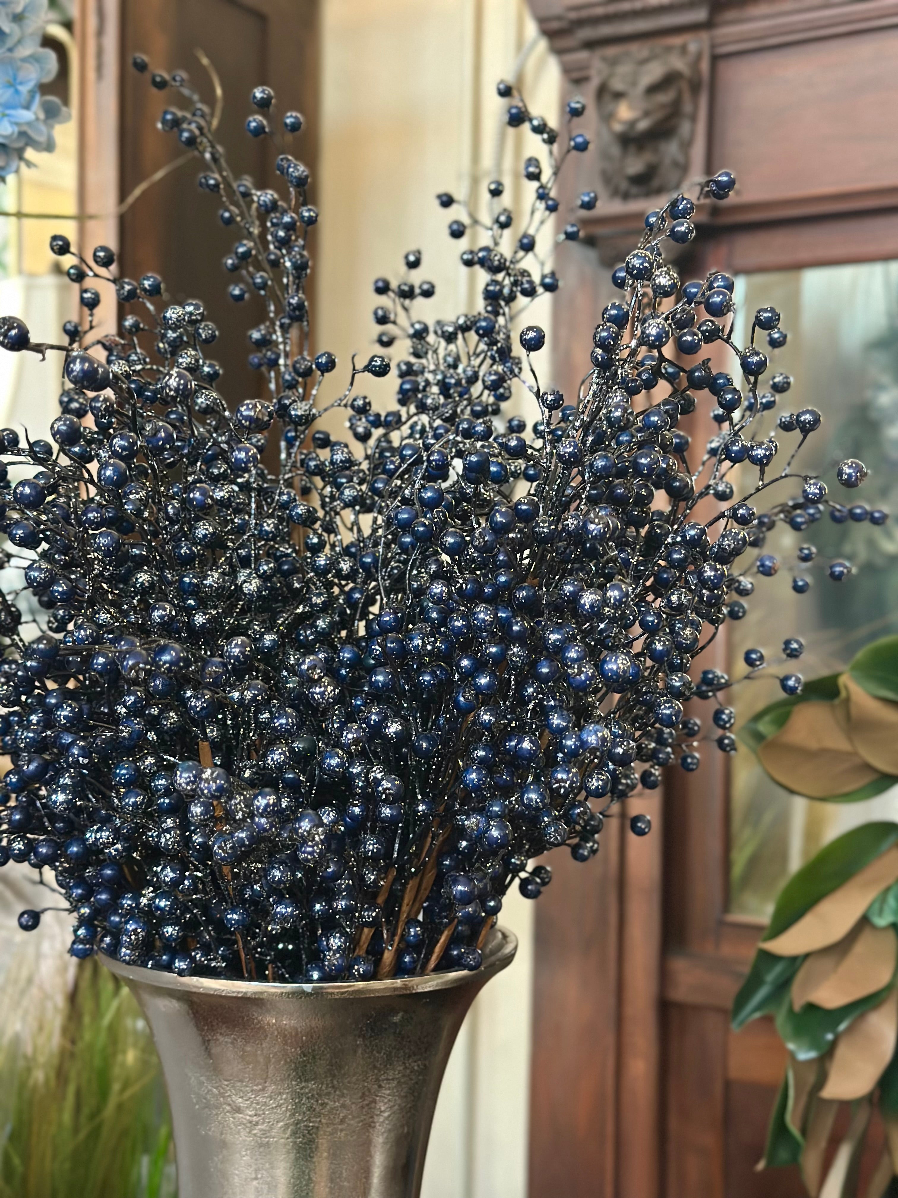26” Mini Glitter Blueberry Spray