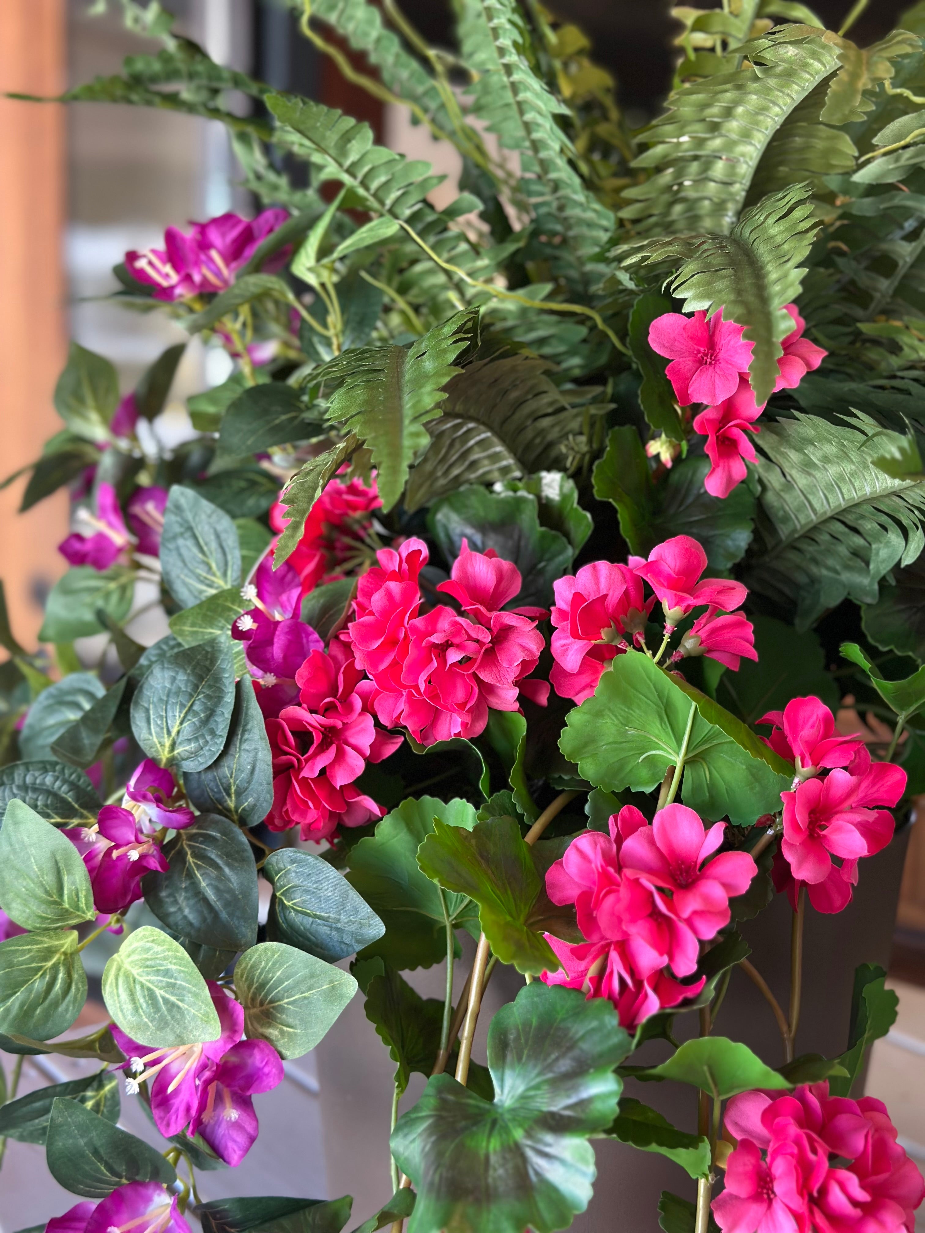 Pink Geranium, Bouganvillea, and Fern Pot-filler